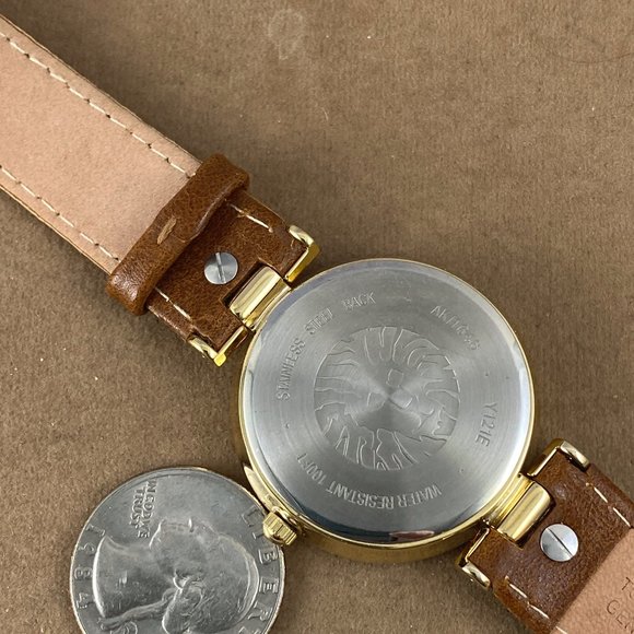 Anne Klein Unisex Gold Tone Watch Brown Strap main image 7